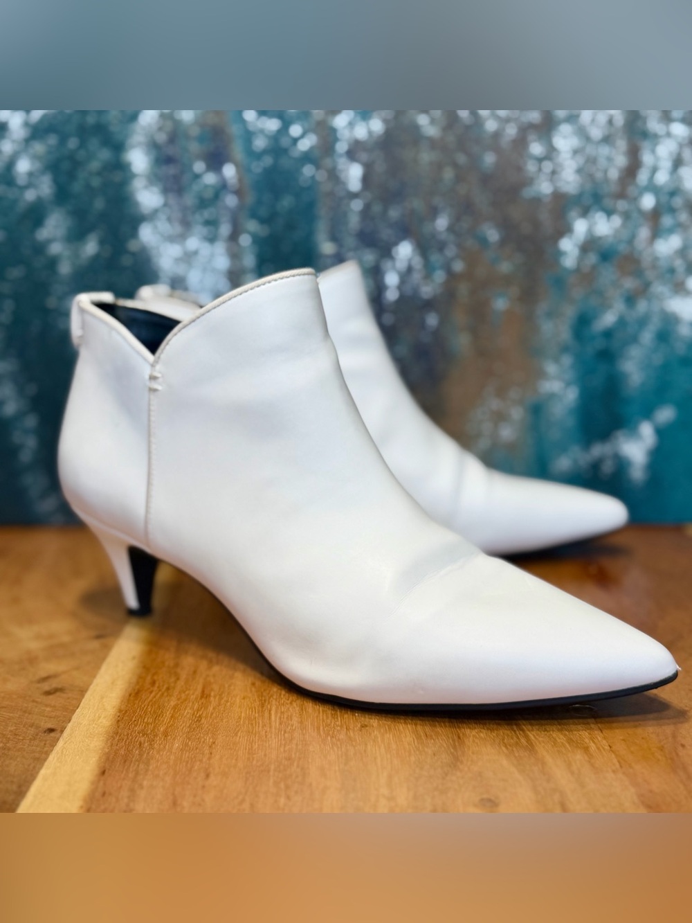 Sam Edelman Circus Classic Kirby White Kitten Heel Ankle Boots 8